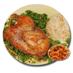 quarter Fried Chicken with Rice and Vegetables